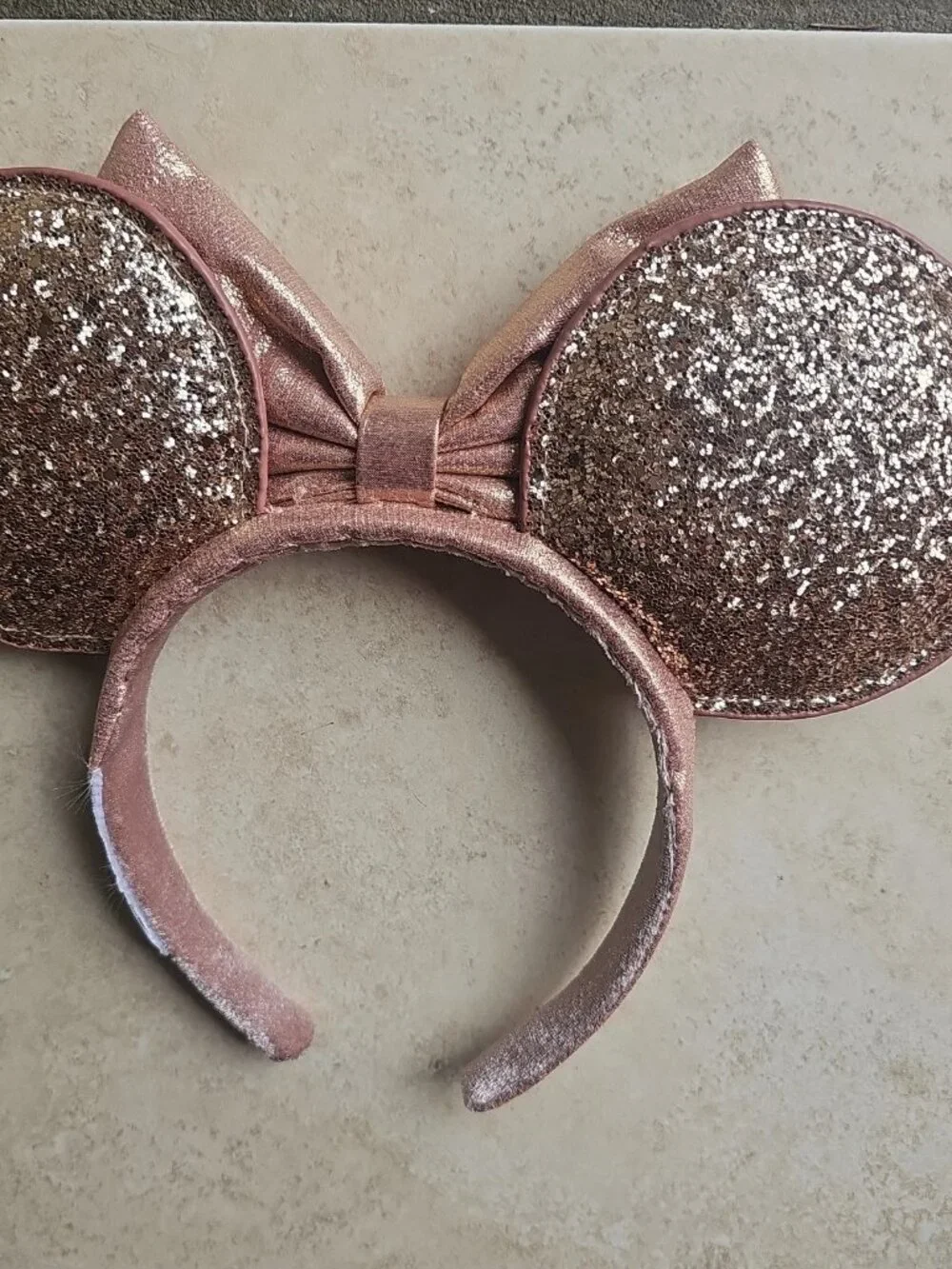 Disney Parks Rose Gold Minnie Mouse Sequin Ear Headband